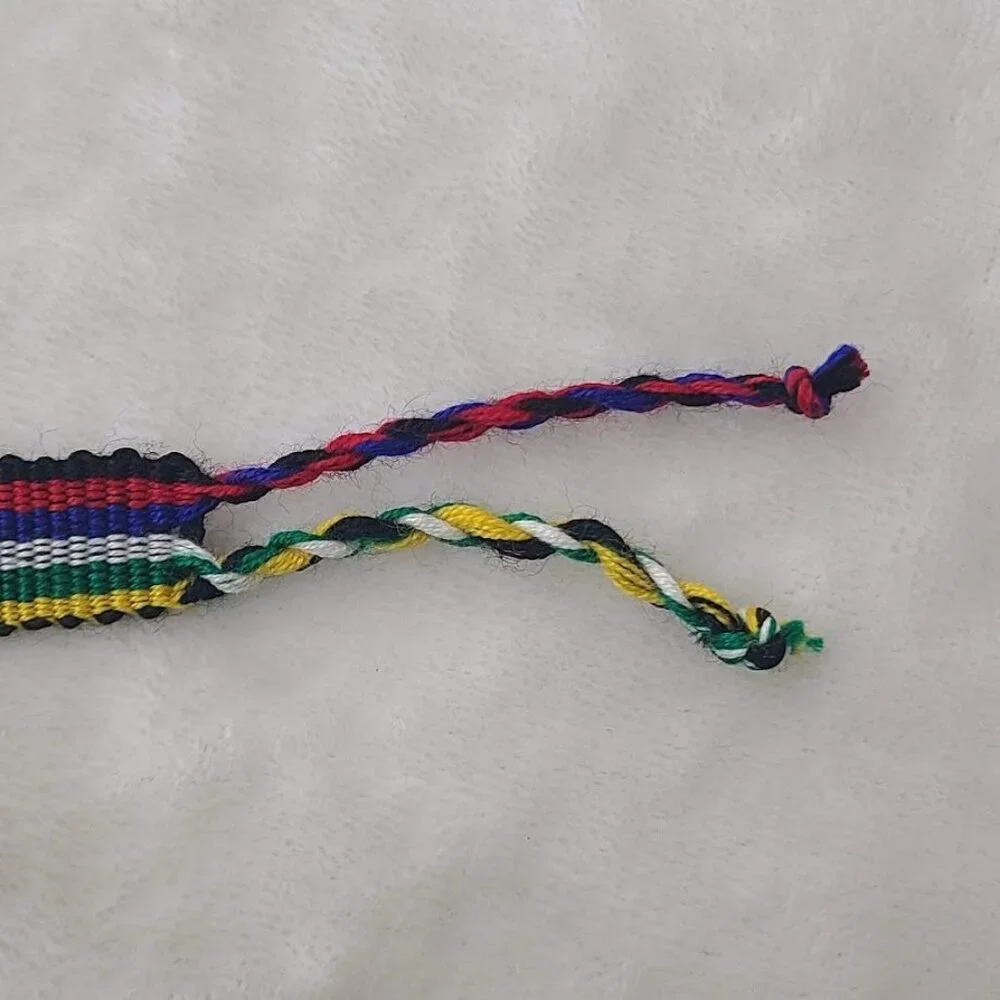Hand Woven Braided Friendship Bracelet Black Red Blue White Green Yellow - Picture 11 of 12